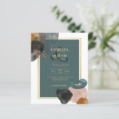 Aquamarine EARTH TONES WEDING INVITE QR Code (Stehend Vorderseite)