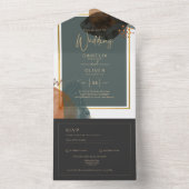 Aquamarine EARTH TONES WEDING INVITE QR Code All In One Einladung (Innen Boden)