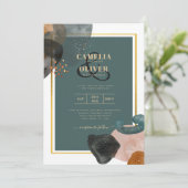 Aquamarine EARTH TONES WEDING INVITE QR Code Einladung (Stehend Vorderseite)
