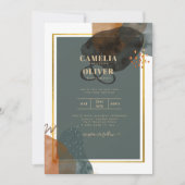 Aquamarine EARTH TONES WEDING INVITE QR Code Einladung (Vorderseite)