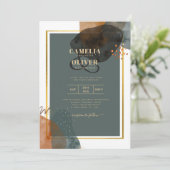 Aquamarine EARTH TONES WEDING INVITE QR Code Einladung (Stehend Vorderseite)
