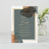 Aquamarine EARTH TONES WEDING INVITE QR Code Einladung (Stehend Vorderseite)