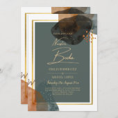 Aquamarine EARTH TONES WEDING INVITE QR Code Einladung (Vorne/Hinten)