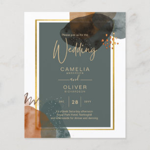 Aquamarine EARTH TONES WEDING INVITE QR Code Flyer