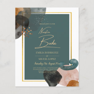 Aquamarine EARTH TONES WEDING INVITE QR Code Flyer
