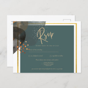 Aquamarine EARTH TONES WEDING INVITE QR Code Postkarte