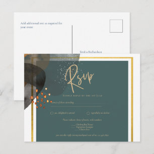 Aquamarine EARTH TONES WEDING INVITE QR Code Postkarte