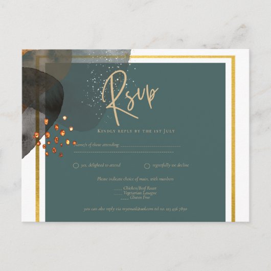 Aquamarine EARTH TONES WEDING INVITE QR Code Postkarte (Vorderseite)