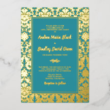 Aquamarine Echt-Gold-Foil-Damaskus-Hochzeit