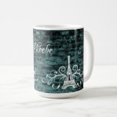 Aquamarine Eiffelturm Grunge Kaffee Tasse (VorderseiteRechts)