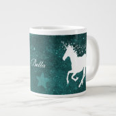 Aquamarine Einhorn Personalisierte Riesenkaffee Ta Jumbo-Tasse (Vorderseite Rechts)