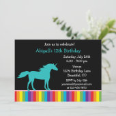 Aquamarine Einhorn- und Regenbogenmädchen Einladun Einladung (Stehend Vorderseite)