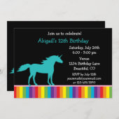 Aquamarine Einhorn- und Regenbogenmädchen Einladun Einladung (Vorne/Hinten)