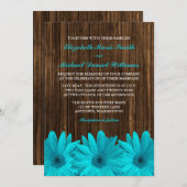 Aquamarine Einladung von Daisy Barn Wood Wedding (Vorne/Hinten)
