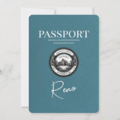 Aquamarine Einladung von Reno Passport zur Hochzei (Rückseite)
