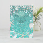 Aquamarine Einladung von Seebarsch und Bläschen (Stehend Vorderseite)