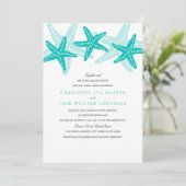 Aquamarine Einladung von Starfish Beach zur Hochze (Stehend Vorderseite)