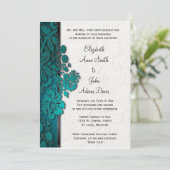 Aquamarine Einladung zur Hochzeit durch Damask (Stehend Vorderseite)