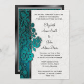 Aquamarine Einladung zur Hochzeit durch Damask (Vorne/Hinten)