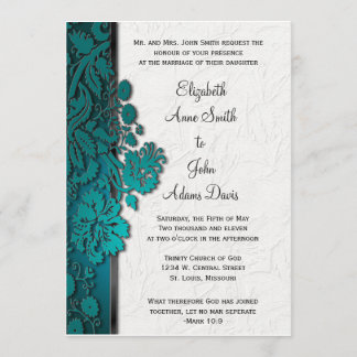 Aquamarine Einladung zur Hochzeit durch Damask