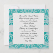 Aquamarine Einladung zur Hochzeit von Monogramm-Da (Rückseite)