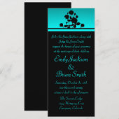 Aquamarine Einladungen mit Blumen (Vorne/Hinten)