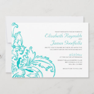 Aquamarine Einladungen zu Blühend Hochzeiten