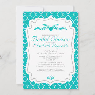 Aquamarine Einladungen zu Quatrefoil Bridal