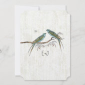 Aquamarine Einladungen zu Vintagen Vogelhochzeiten (Rückseite)