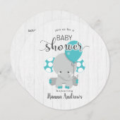 Aquamarine Elefantendusche aus Weißholz - Einladun Einladung (Vorne/Hinten)