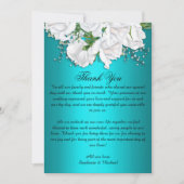 Aquamarine Elegance Botanische Rose Hochzeit Dankeskarte (Vorderseite)