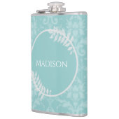 Aquamarine Elegant Damask Flask Flachmann (Links)