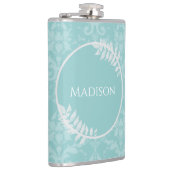 Aquamarine Elegant Damask Flask Flachmann (Rechts)