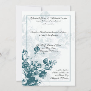 Aquamarine Elegante Blume Hochzeit Einladungen