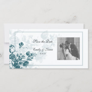 Aquamarine elegante Blume Hochzeit Foto Cards Save The Date