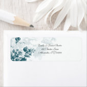 Aquamarine elegante Blume Hochzeitadressen-Labels (Insitu)