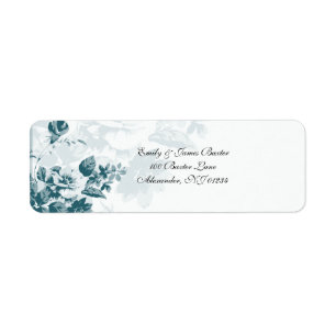 Aquamarine elegante Blume Hochzeitadressen-Labels