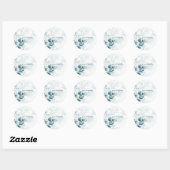Aquamarine elegante Blume Hochzeitsticker Runder Aufkleber (Blatt)