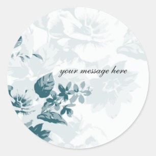 Aquamarine elegante Blume Hochzeitsticker Runder Aufkleber