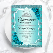 Aquamarine Elegante Blumenschlucht Einladung