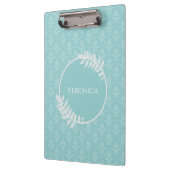 Aquamarine elegante Damask-Zwischenablage Klemmbrett (Links)