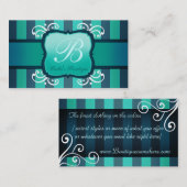 Aquamarine elegante Dekor-Butike für Visitenkarte (Vorne/Hinten)