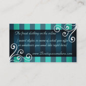 Aquamarine elegante Dekor-Butike für Visitenkarte (Rückseite)