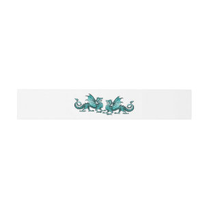 Aquamarine Elegante Drachen Hochzeitsbänder Einladungsbanderole