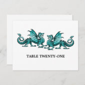 Aquamarine Elegante Dragons Tischnummer Postkarte (Vorne/Hinten)