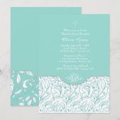Aquamarine Eleganz Einladung (Vorne/Hinten)