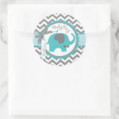 Aquamarine Elephant Bow-Krawatte Zickzack Print Ba Runder Aufkleber (Tasche)