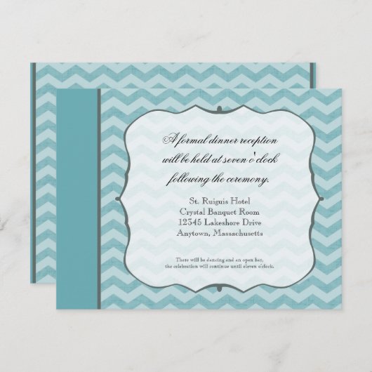 Aquamarine Empfang-Karte mit Zickzack Muster Einladung (Vorne/Hinten)