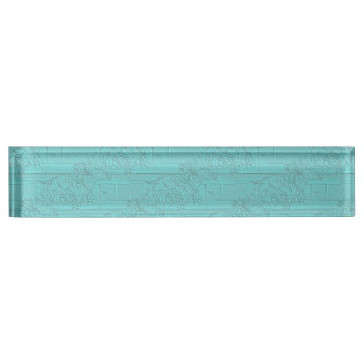 Aquamarine Etched Look Pferderennen Silhouette Namensplakette (Vorderseite)