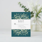 Aquamarine Eukalyptus-Hochzeit RSVP Karte (Stehend Vorderseite)